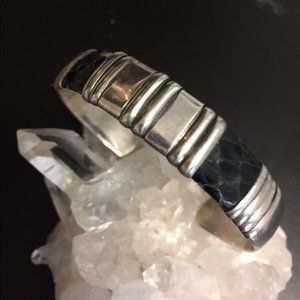 Vintage Men’s Mexico Sterling and Snakeskin Bracelet
